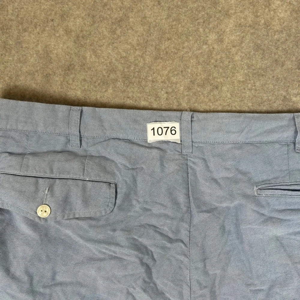 Polo Ralph Lauren Shorts‎ Mens 42 Blue Oxford Cotton Flat Front 9 Inseam